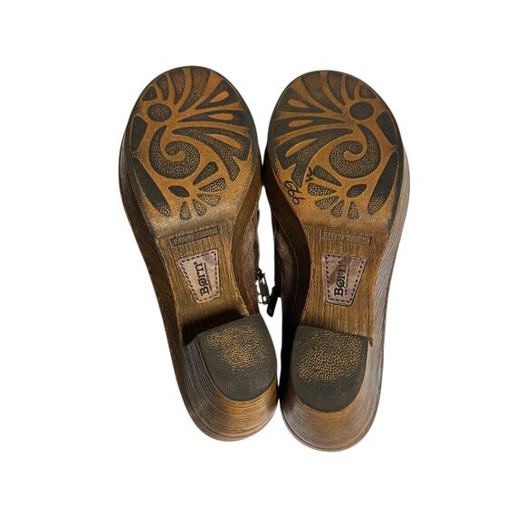EUC Born Famke Leather Chunky Heeled Clogs Taupe Distressed Size 9 Boho Comfort - Picture 7 of 8